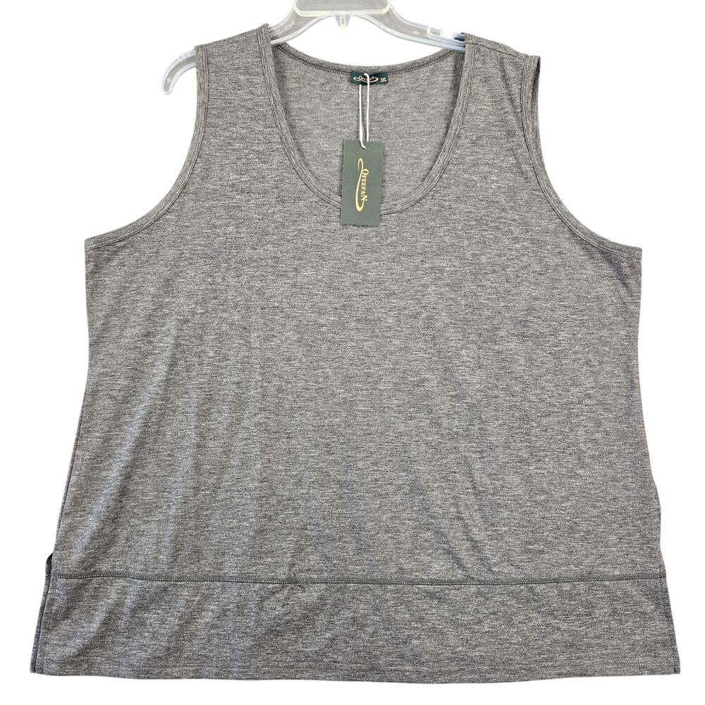 Ofeefan Gray Sleeveless Shirt NEW Scoop Neck Tank Stretch Top Women Plus 3XL Tee